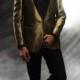 Gold satin velvet classy price suit with shawl lapel