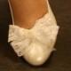 Wedding Shoes, Ivory Wedding Shoes, Low  Heel Wedges , Ivory Wedges, Lace Bow , Ivory Shoes, Comfortable  Wedding Shoes , Engagement Shoes