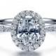 Forever Brilliant Oval Moissanite Engagement Ring with Diamonds 950 Platinum Setting Diamond Ring
