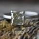 Natural Olive-Green Old Mine Cut Diamond Ring