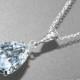 Light Blue Grey Crystal Necklace Swarovski Rhinestone Pale Blue Sterling Silver Necklace Wedding Teardrop Crystal Necklace Bridal Jewelry