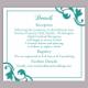 DIY Wedding Details Card Template Editable Word File Instant Download Printable Details Card Teal Blue Details Card Elegant Enclosure Cards