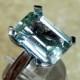 AAA 6 Ct  Green Aquamarine Emerald Cut 14x10mm Natural Untreated Gemstone set in 14K white gold ring 1259