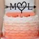 Initials Heart and Arrow Cake topper with date