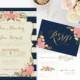 Printable Wedding Invitation Bundle // Stripe Floral Invite // Vintage wedding invitation // Nautical Wedding Invitation // DIGITAL