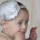 Christening Baby Headband Baptism Flower Girl Fascinator in Silver and White Photo Prop Birthday Girl