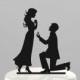 Wedding Cake Topper Silhouette Proposal, Groom proposing to his Bride to be - Acrylic Cake Topper [CT27]