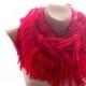 Red infinity scarf braided cable knit