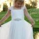 Claire Flower Girl Dress - Ivory Lace Flower Girl Dress - Birthday dress - Baptism dress - Boho Flower Girl Dress-Girls White Chiffon Dress