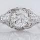 Antique Engagement Ring Art Deco GIA .94ct Old European Cut Diamond in Platinum