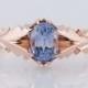 Vintage Engagement Ring Mid-Century 1.83ct Oval Cut Sapphire in 14k Rose Gold
