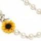 Bridesmaid Jewelry Set,Sunflower Flower Necklace,For Her,Jewelry,Wedding White pearl,Yellow Sunflower,Bridesmaid Jewelry,Bridesmaid Necklace