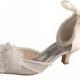 Pointed Toe Flower Low Heel Bridal Shoes