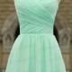 Mint bridesmaid dress,sweetheart bridesmaid dress,handmade pleat chiffon party dress,prom dress