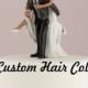 Football Wedding Cake Topper - Personalized - Medium Skin Tone - Wedding Cake Topper - Cake Topper - Playful Football Bride and Groom