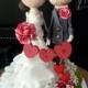 Custom Wedding Cake Topper with Custom Wedding Dress Valentines/Heart Theme - MilkTea