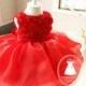 Hot Red Baby Girl Christmas Dress, Toddler glitz pageant dress, Infant Easter Dress,Birthday Dress 1 Year Old, PD019
