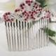 Ruby Red Bridal Hair Comb,Red Bridal Hair Accessories,Red Wedding Hair Comb, Red Crystal Hair Comb, Red Hair Comb
