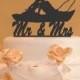 Fishing Couple in Boat Kissing -  Mr. and Mrs. Wedding Cake Topper - canoeing cake topper -  FREE set of Mr. and Mrs. Champagne Charms