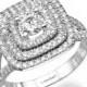 Square Engagement Ring, 14k white Gold Ring, Diamond Ring, Art Deco Ring, Engagement Band, Antique Ring, Vintage Ring, Prong Ring