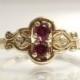 Engagement Ring Victorian Style 14K Yellow Gold Size 6 Lab Created Ruby Circa 1980's to 1990's Vintage Jewelry GregDeMarkJewelry