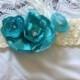 Shabby Chic Bridal Garter, Turquoise and Ivory Wedding Garter, Wedding Accessory, Rustic Wedding