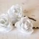 72_White rose hair clip, Hair clips, Wedding hair clips, Hair accessories, Roses, Flower hair clips, Hair clips bobby pins, Roses hair clips