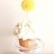 Yellow Organza CupCake Toppers - Set of 6