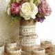 Burlap And Lace Covered Votive Tea Candles And Vase Country Chic Wedding Decorations, Bridal Shower Decor, Home Decor
