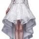 Hi-low Long Sleeves Lace Bow Sash White Wedding Dress