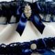 RHINESTONE Wedding garters Navy Blue Garter set