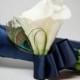 Peacock Wedding Corsage - Ivory Calla Lily and Peacock Wristlet Corsage