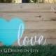 Guest Book Wood Sign With Hand Painted Wrap Around Heart, Guest Book Alternative