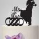 bride and groom  silhouette wedding cake TOPPER, double infinity wedding cake topper, funny cake topper, mr and mrs wedding cake topper