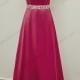 PD16027 Simple elegant crystal detailed scoop neck red long evening prom dress