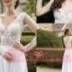 2016 Sexy Sheer V-neck A-line Wedding Dresses Backless Chiffon Illusion Long Sleeves Appliques Chiffon A-line Wedding Dresses Online with $106.81/Piece on Hjklp88's Store 