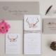 Rustic Wedding Antler Invitation Suite with Twine Wrap - Blush Floral Antler Wedding Invitation SAMPLE