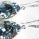 Blue Shade Crystal Earrings Blue Rhinestone Earrings Sterling Silver CZ Blue Earrings Swarovski Blue Shade Teardrop Earring FREE US Shipping