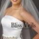 1 Tier Fingertip Length Wedding Veil, Ivory Bridal Veil, Wedding Veil