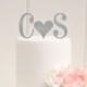 Personalized Glitter Heart Monogram Wedding Cake Topper with YOUR Initials