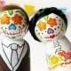 Day of the Dead Cake toppers Sugar skull bride and groom, Custom