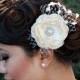 Flower Fascinator with Veiling & Vintage Accents-Penelope