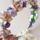 Creme and Lilac Floral Crown, Rustic Wedding Wreath, Bridal Flower Crown, Bridal Hair Wreath, Coachella festival crown, Bohemian style crown