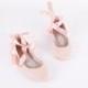 Nude Blush Ballet Flats with Satin Ribbons 