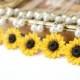 Set of 5 Sunflower Necklace, Sunflower Jewelry, Yellow Sunflower Bridesmaid, Flower and Pearls Necklace, Bridal Flowers, Bridesmaid Necklace