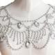 Wedding Silver Tone Clear Rhinestone Shoulder Deco Bib Necklace