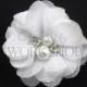 White - Set of 4 Petite 2" Chiffon Flowers w/ Pearl & Rhinestone Centers - PPR-048