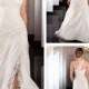 Silk Organza A-line Lace Apliques Ruched Wedding Dress with Detachable Skirt