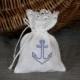 Nautical favor bags with lace white blue anchor gift bag set of 20 bridal favor sachets for beach wedding