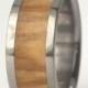 Wedding Sale Olive Wood Inlaid in Titanium Ring - Wooden Wedding Band - jer1-023, Ring Armor Included